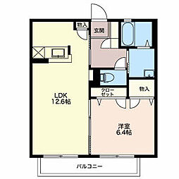 クロシェット 1階1LDKの間取り