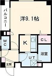 ルミア イレブン 4階1Kの間取り