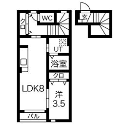 O’s court(オーズコート) 2階1LDKの間取り