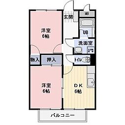 Surplusハイツ・フレンディ 2階2DKの間取り