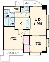 グランドパレスNS-77 4階2LDKの間取り