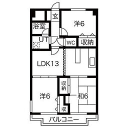 コンフォトゥールII 2階3LDKの間取り