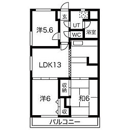コンフォトゥールII 3階3LDKの間取り