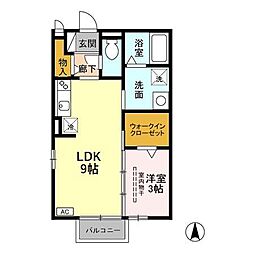 東武小泉線 西小泉駅 徒歩33分の賃貸アパート 2階1LDKの間取り