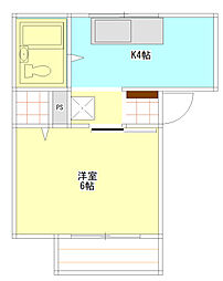 バッカスくら 2階1Kの間取り