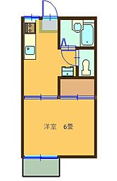 グリーンハイツ 2階1Kの間取り