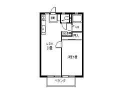 サンシティ杉本　Ａ 2階1LDKの間取り