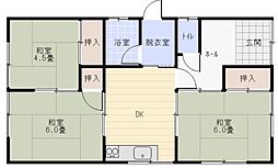 中西尾アパート 1階3DKの間取り
