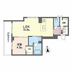 ヴェルメゾン須屋 2階1LDKの間取り