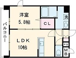 熊本電気鉄道 亀井駅 徒歩9分の賃貸マンション 8階1LDKの間取り