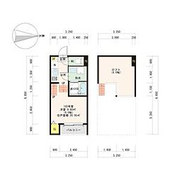 アルス福田町 1階1Kの間取り
