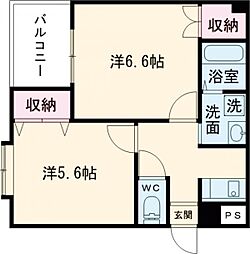熊本市電A系統 神水交差点駅 徒歩9分の賃貸マンション 4階2Kの間取り