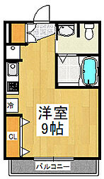 クレインビラ 2階ワンルームの間取り