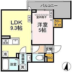 セレスティア大島 306 3階1LDKの間取り