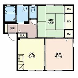 コーポ仙徳B棟 2DKの間取図画像