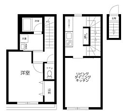 コクーン北町 2階1LDKの間取り