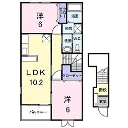 メロウグレープ 2LDKの間取図画像