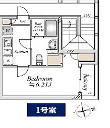 北坂戸ヒルズ 1階1Kの間取り