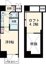 エステムコート三宮駅前ラ・ドゥー 4階1SLKの間取り