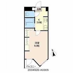 アプリーレ京町 3階1Kの間取り