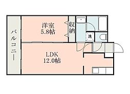 熊本市電A系統 河原町駅 徒歩13分の賃貸マンション 1階1LDKの間取り