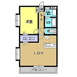 ティアラハイツ日当平 1階1LDKの間取り