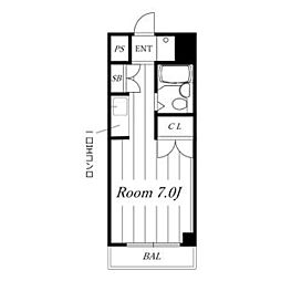 ハニリリカ3 ワンルームの間取図画像