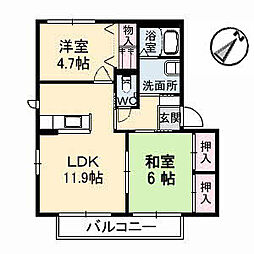 ハピネスＫ　Ｃ棟 1階2LDKの間取り