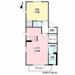 アンファミーユ　マーチ 1階1LDKの間取り