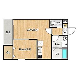 東武野田線 東岩槻駅 徒歩7分の賃貸アパート 3階1LDKの間取り