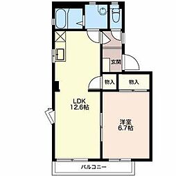 サンエステート　Ｅ 1階1LDKの間取り
