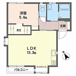ラプラスゆう　W 1階1LDKの間取り