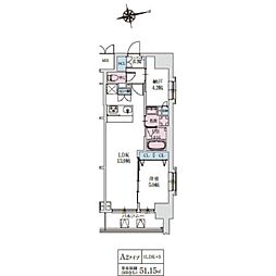 スプランディッド上本町WESTII 1SLDKの間取図画像