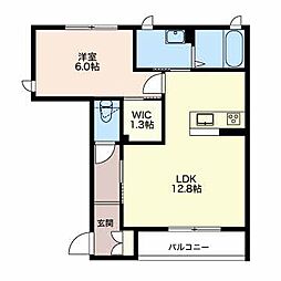 シャーメゾン江口 1階1LDKの間取り