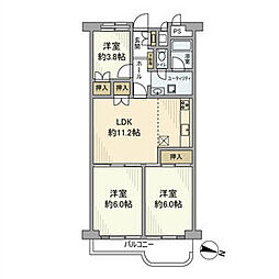 フドウ三軒茶屋ハイツ 702 7階3LDKの間取り