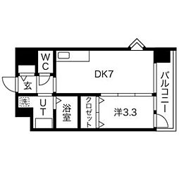 Sum tomizawa 3階1DKの間取り