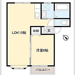 ファンタジアIII 1階1LDKの間取り
