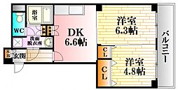 大内ビル 2DKの間取図画像