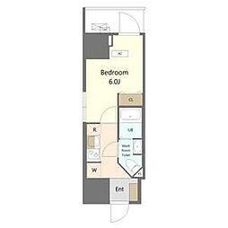 Alivis船橋East.West 11階1Kの間取り