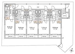エフプレスト岸町 2階1Kの間取り