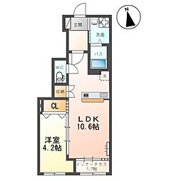 パステルリリィ 1階1LDKの間取り