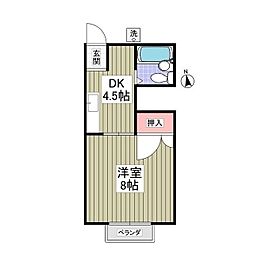 東武小泉線 西小泉駅 徒歩22分の賃貸アパート 2階1DKの間取り