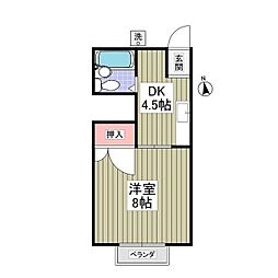 東武小泉線 西小泉駅 徒歩22分の賃貸アパート 2階1DKの間取り