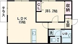 コーポIN 1階1LDKの間取り