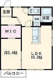 フローラル古城　Ｂ棟 2階1LDKの間取り