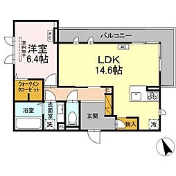 D’s LIEN (ディ-ズリアン)　E 2階1LDKの間取り