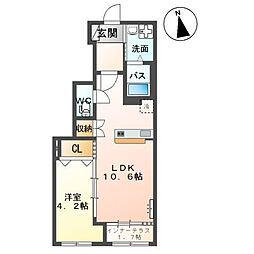パステルリリィ 1階1LDKの間取り