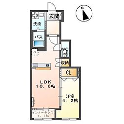 パステルリリィ 1階1LDKの間取り