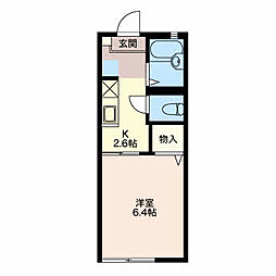 フォーレスＫ2 2階1Kの間取り