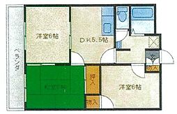 スカイやまもと 1階3DKの間取り